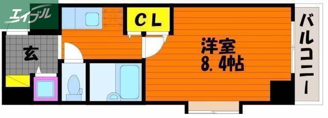 アドバンシティ岡山ステーション(1K/7階)の間取り写真
