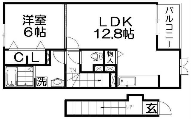 プラシード・セレノ・カーサII(1LDK/2階)の間取り写真