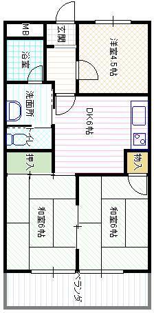 桔梗ビル(3DK/2階)の間取り写真