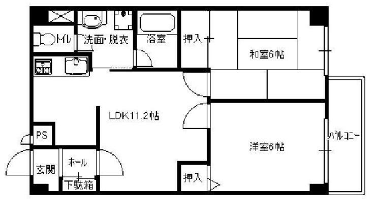 クレール帝塚山(2LDK/2階)の間取り写真