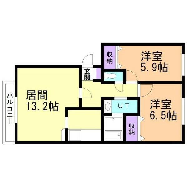 ミラドール琴(2LDK/2階)の間取り写真