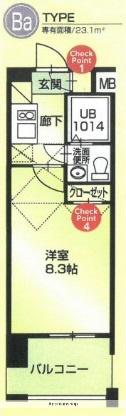 60 V-TOWER ORIENT BLD(1K/6階)の間取り写真