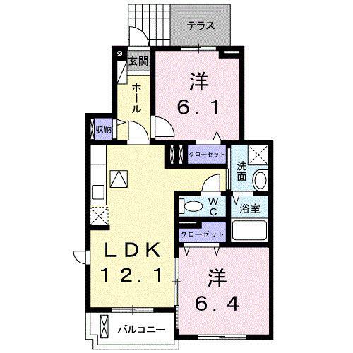 レザンII(2LDK/1階)の間取り写真