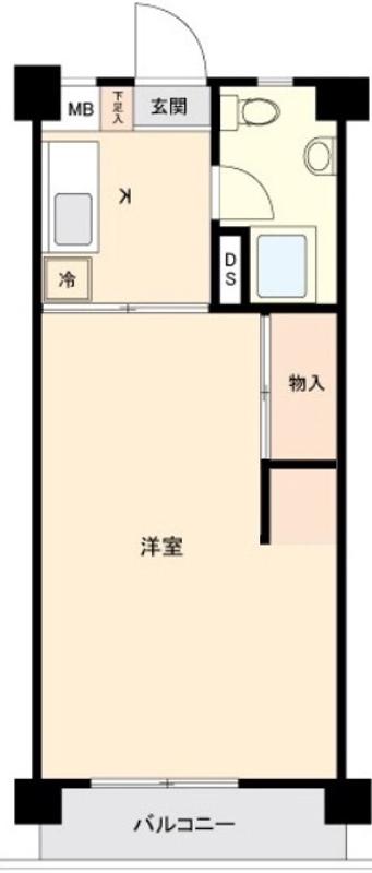 行徳マンション(1K/2階)の間取り写真