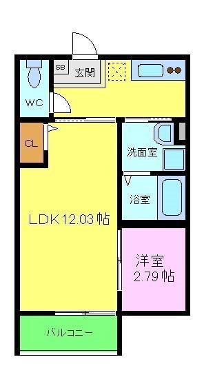 CASA VIVACE 北野田(1LDK/1階)の間取り写真