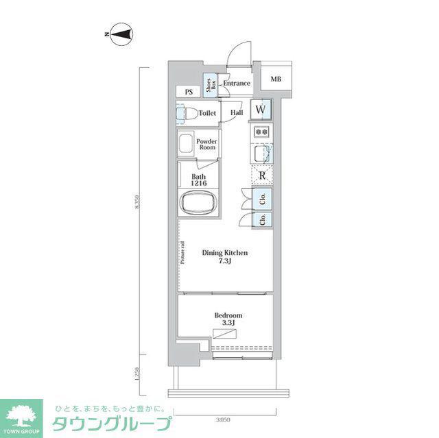 ウエリスアーバン中野坂上(1DK/3階)の間取り写真