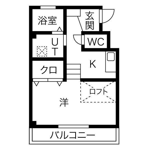 ブリッジゲート N(1K/1階)の間取り写真