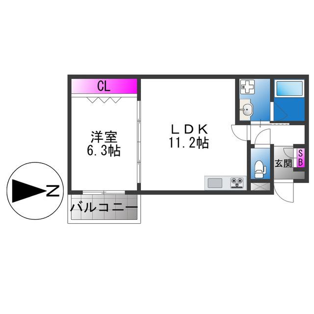 RIHITO鶴見(1LDK/2階)の間取り写真
