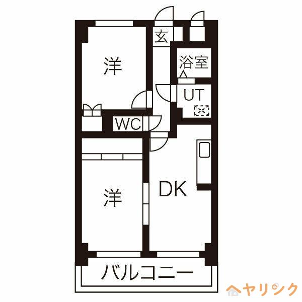 ガーデン山内(2LDK/4階)の間取り写真