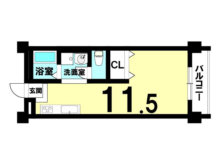 川忠ビル(1K/5階)の間取り写真