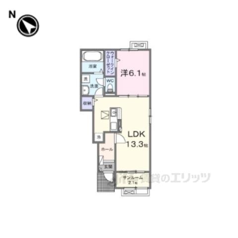 サンクチュアリKEGⅡ(1LDK/1階)の間取り写真