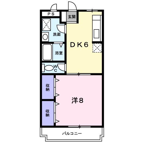 ローフィールド(1DK/1階)の間取り写真