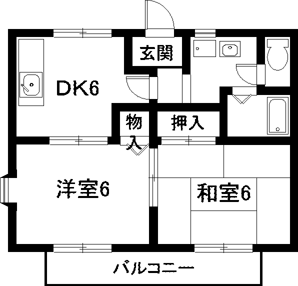 サンセジュール(2DK/1階)の間取り写真