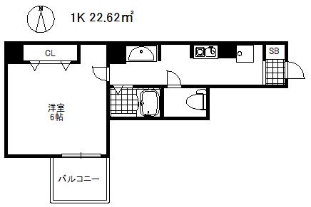 シティスパイア神戸元町2(1K/6階)の間取り写真