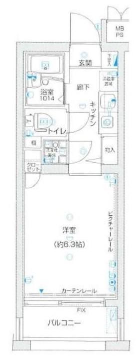 バージュアル横濱港北(1K/5階)の間取り写真