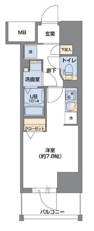 METROSA谷町六丁目サウス(ワンルーム/3階)の間取り写真