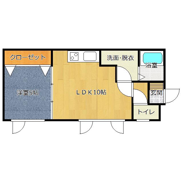 レイパティオ(1DK/2階)の間取り写真