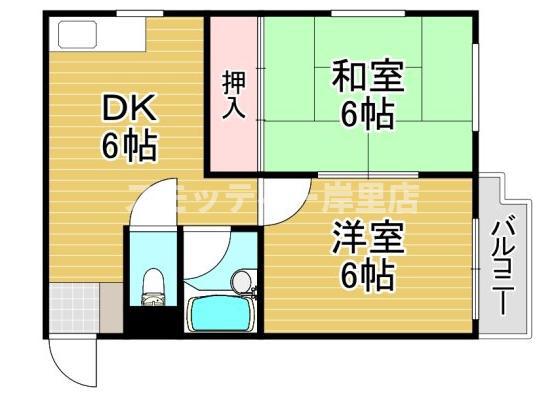 プレアール西加賀屋(2DK/3階)の間取り写真