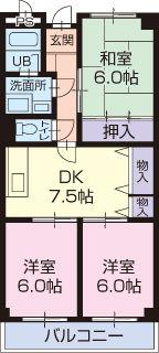 LIMPIAUSHIO(3DK/2階)の間取り写真