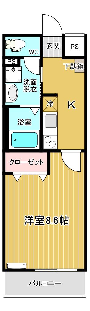 ヴィラ・アヴァンス(1K/1階)の間取り写真