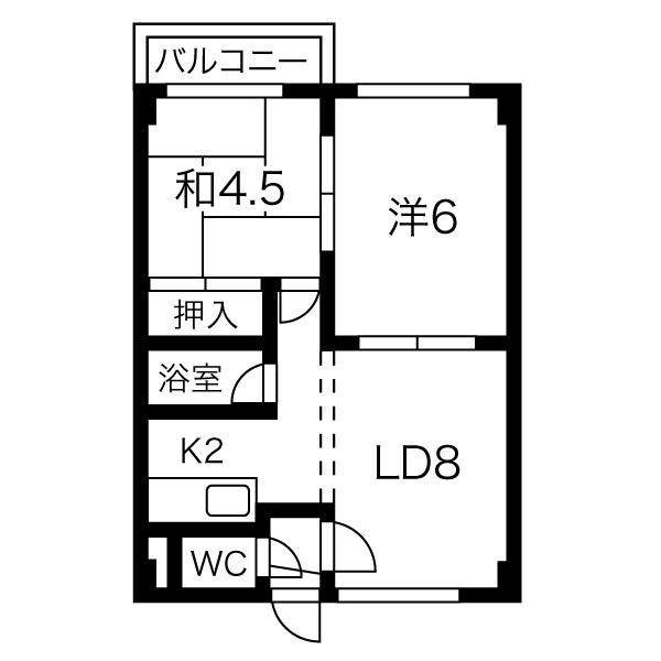 パークハイツ88(2LDK/5階)の間取り写真