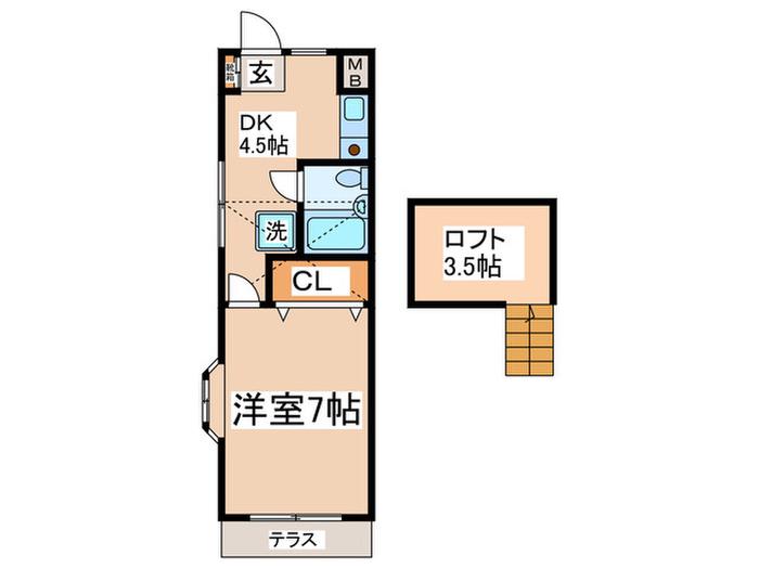 アリビオK II(1DK/1階)の間取り写真