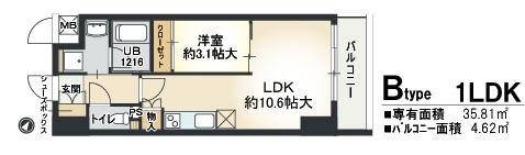 メセナ緑地公園(1LDK/2階)の間取り写真