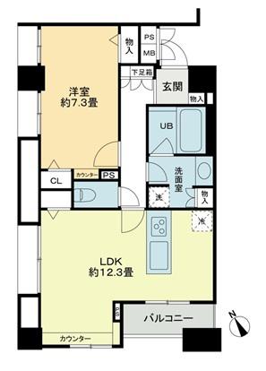 クロスレジデンス蒲田(1LDK/16階)の間取り写真