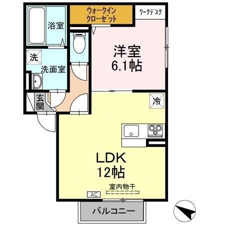モナ・ロッサ(1LDK/2階)の間取り写真