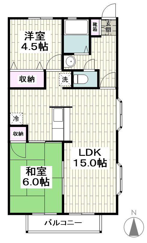 ヴィラ湘南(2LDK/1階)の間取り写真