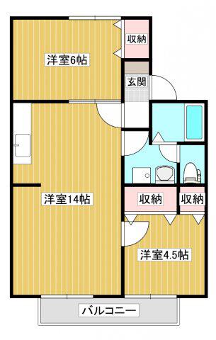 リバティ21 A(2LDK/1階)の間取り写真
