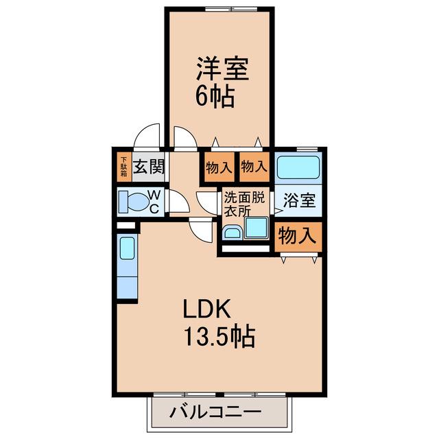 スターブル幸加 A・B棟(1LDK/2階)の間取り写真