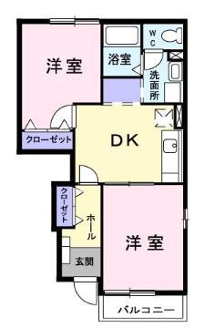 メゾン・プリューヌ II棟(2K/1階)の間取り写真