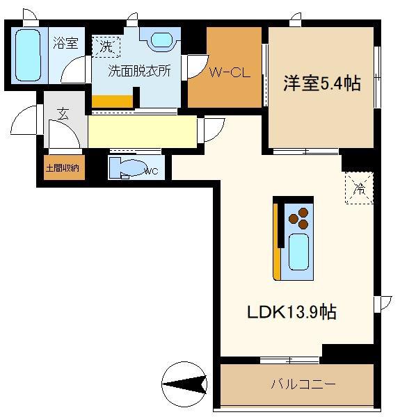 アトリエール(1LDK/2階)の間取り写真