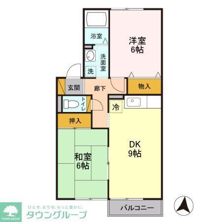 メゾンドール弐番館(2DK/2階)の間取り写真
