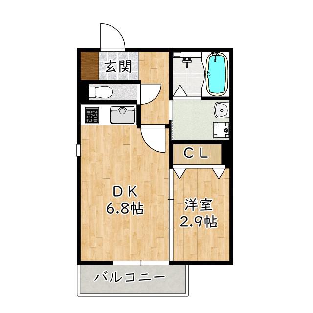 SMITH堺(1DK/3階)の間取り写真