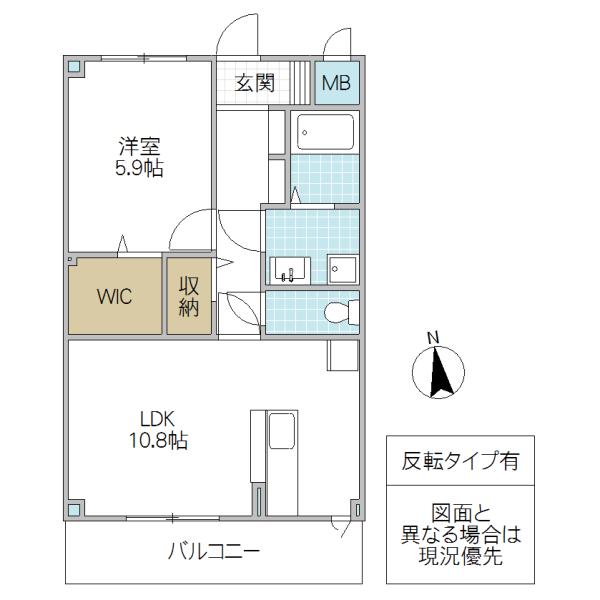 パルムひたち野(1LDK/2階)の間取り写真
