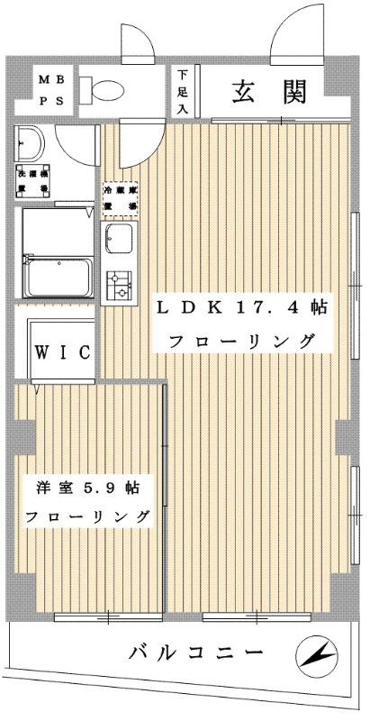 Y-FLAT(1LDK/4階)の間取り写真