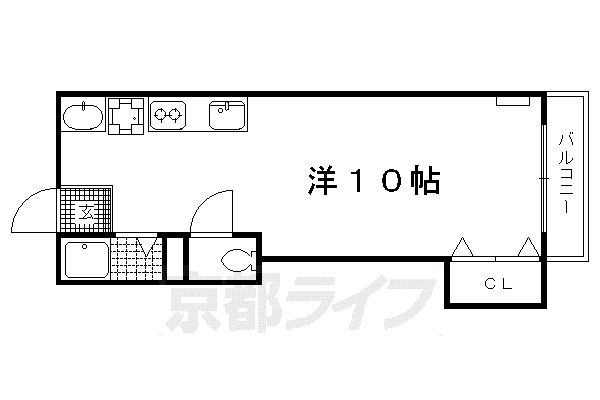 紫野ハイツ(ワンルーム/2階)の間取り写真