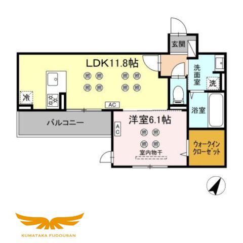 シャルム新屋敷(1LDK/3階)の間取り写真