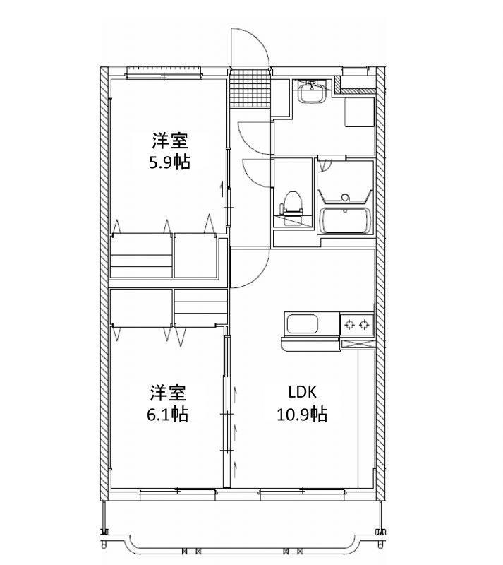 はなみずきI番館(2LDK/2階)の間取り写真