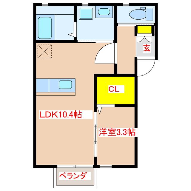 アヴァンス A棟(1LDK/1階)の間取り写真