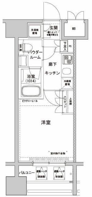 ライジングプレイス川崎(1K/15階)の間取り写真