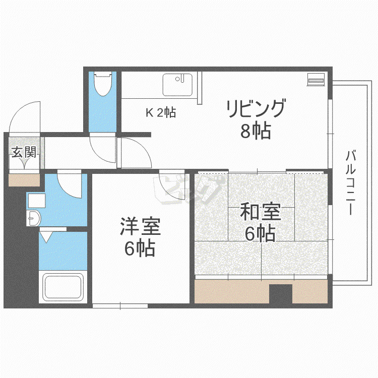 サウスヒル豊徳(2LDK/4階)の間取り写真