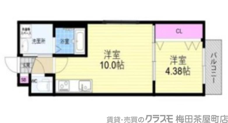 新日・梅田ノースレジデンス(1LDK/4階)の間取り写真