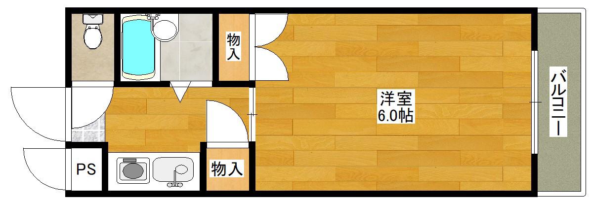 ギャレ豊津(1K/3階)の間取り写真