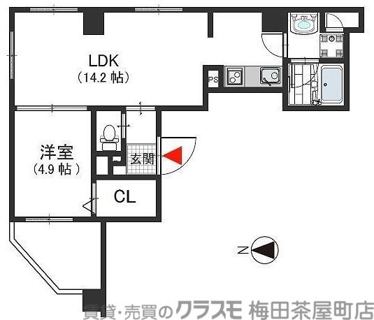 AZ天満(1LDK/4階)の間取り写真