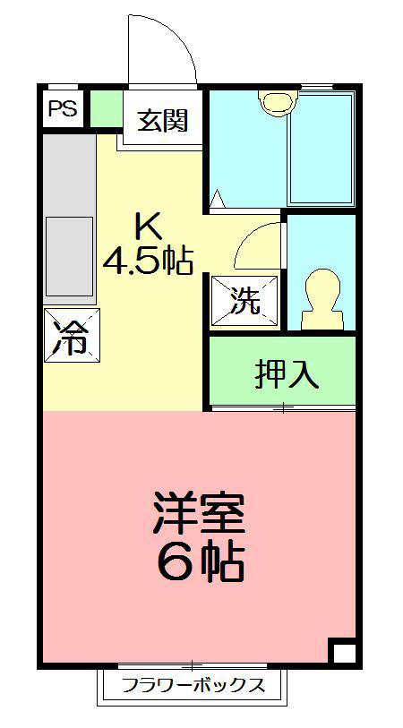 FK戸塚コーポ(1K/2階)の間取り写真