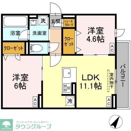 セレスティア細田A(2LDK/2階)の間取り写真