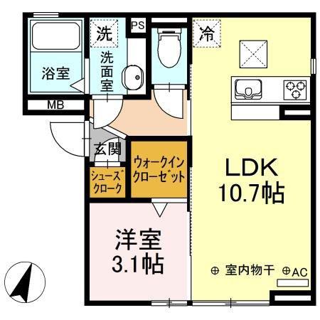 コートI(1LDK/1階)の間取り写真